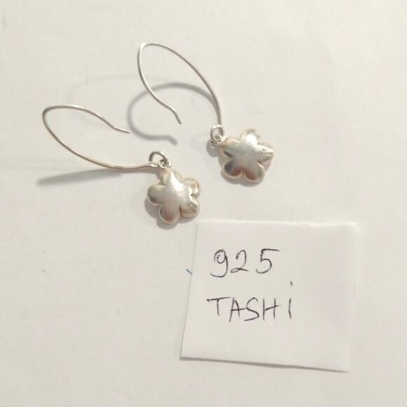 Tashi 925 Sterling Silver Daisy Dangle Drop Earrings Flower Hook Signed Designer - Picture 7 of 8